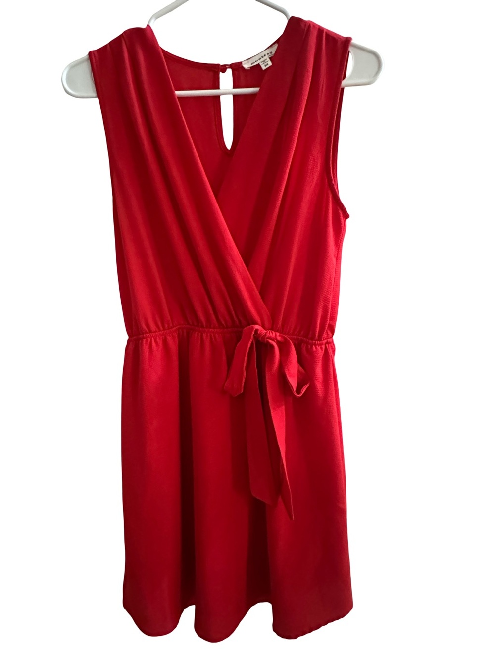 Monteau Red Sleeveless Wrap Tie Waist Mini Dress Size M